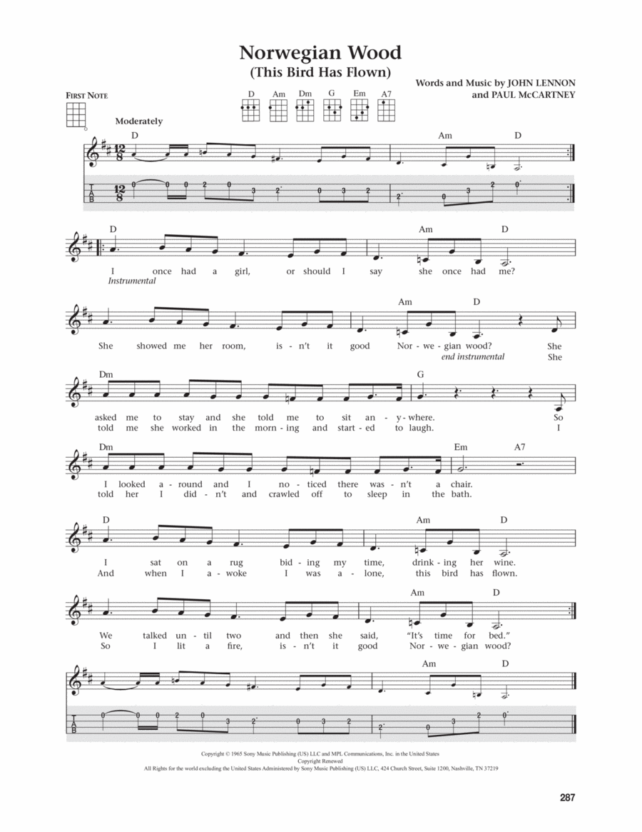 Norwegian Wood (This Bird Has Flown) (from The Daily Ukulele) (arr. Jim Beloff) Ukulele scores gallery preview page 1