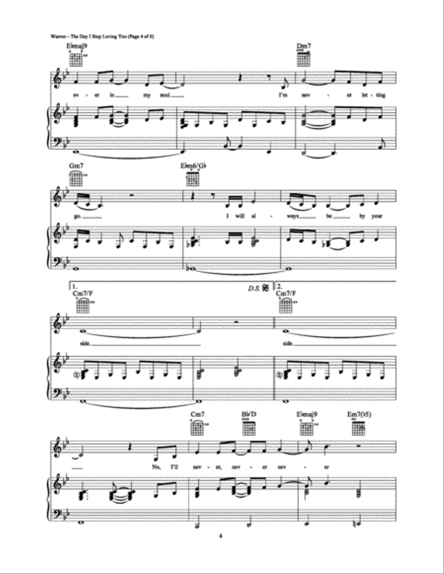 The Day I Stop Loving You Piano, Vocal, Guitar scores gallery preview page 4