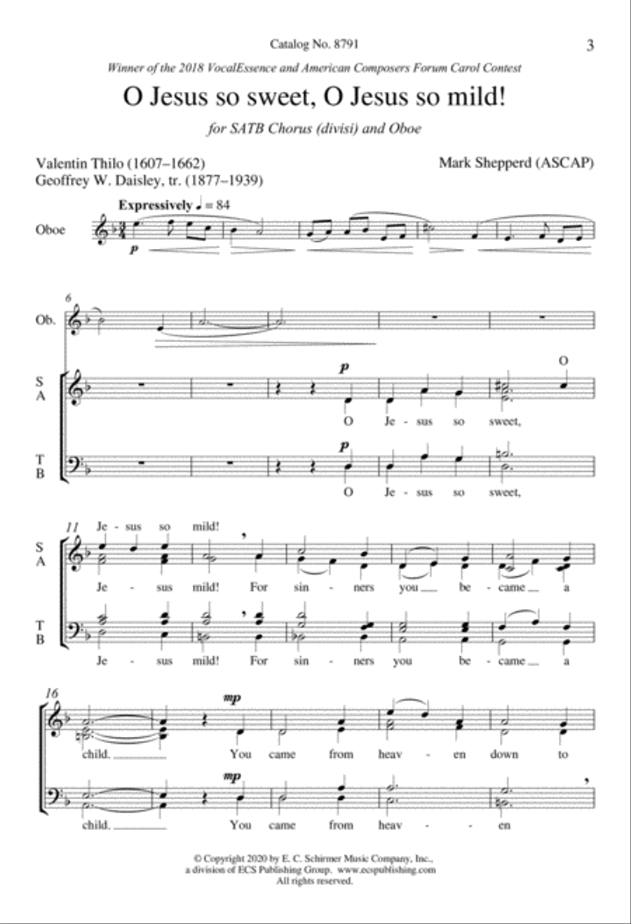 O Jesus so sweet, O Jesus so mild! Divisi scores gallery preview page 2