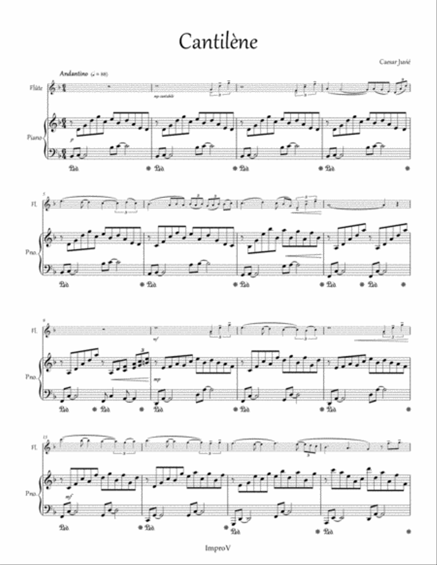 Cantilène - pour flûte et piano Flute Solo scores gallery preview page 1
