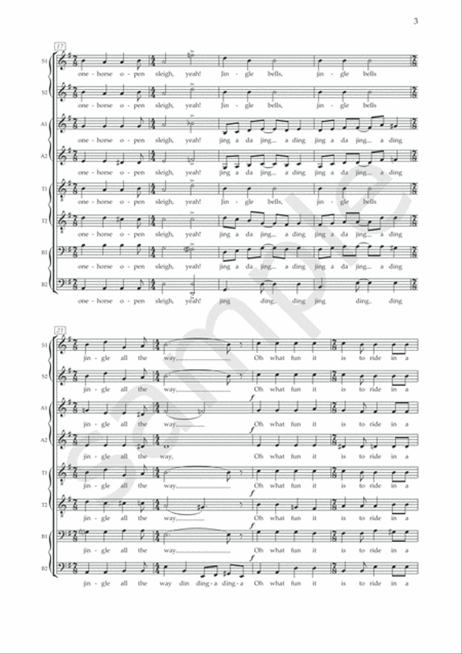 Jingle Bells (Arranged for SSAATTBB Choir) SSAATTBB scores gallery preview page 4