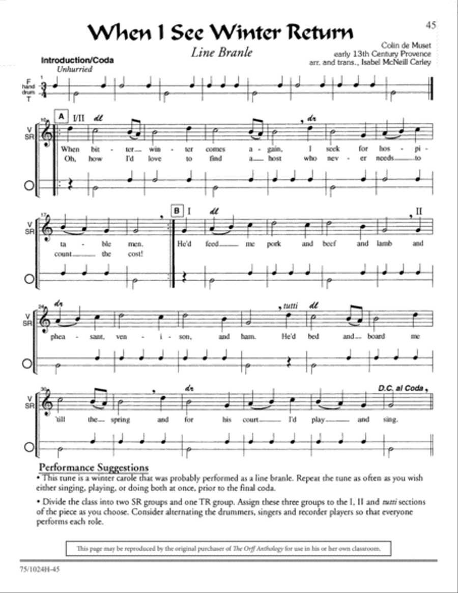 The Orff Anthology Classroom Materials scores gallery preview page 11