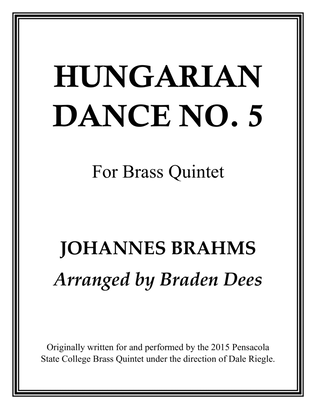 Hungarian Dance No. 5 for Brass Quintet