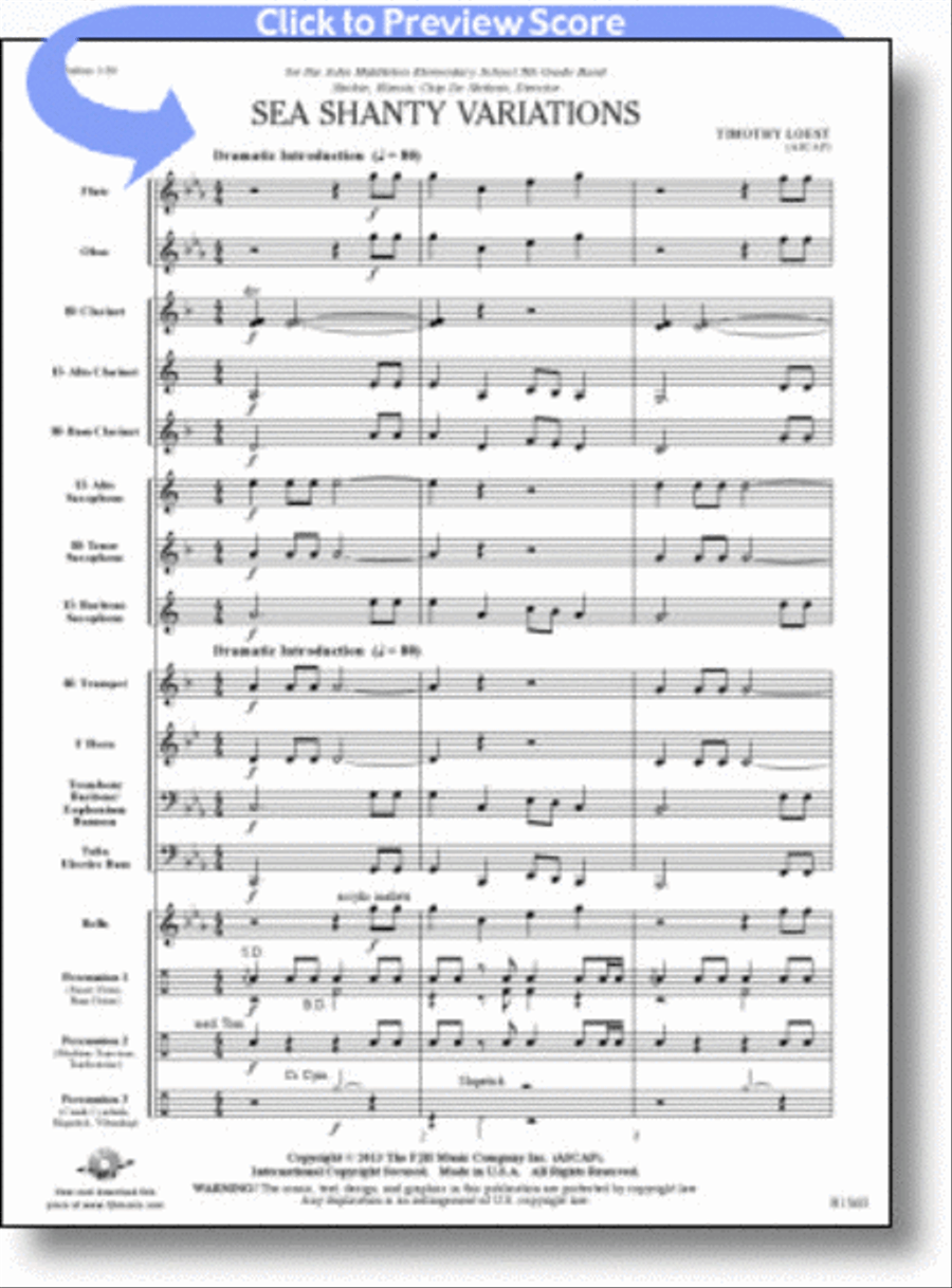 Sea Shanty Variations Concert Band scores gallery preview page 1