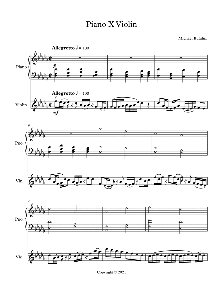 Piano X Violin String Duet scores gallery preview page 1