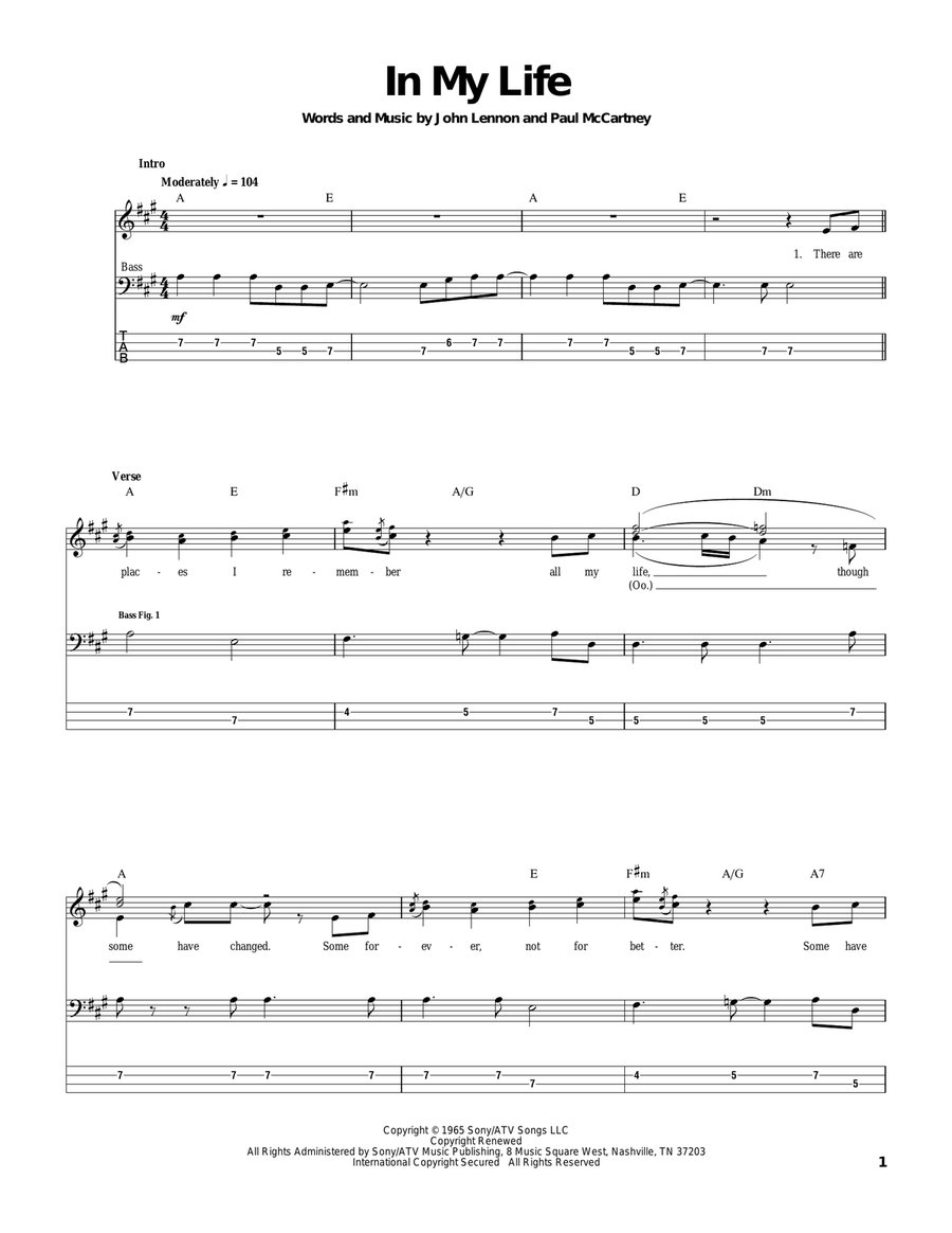 In My Life Acoustic Guitar scores gallery preview page 1