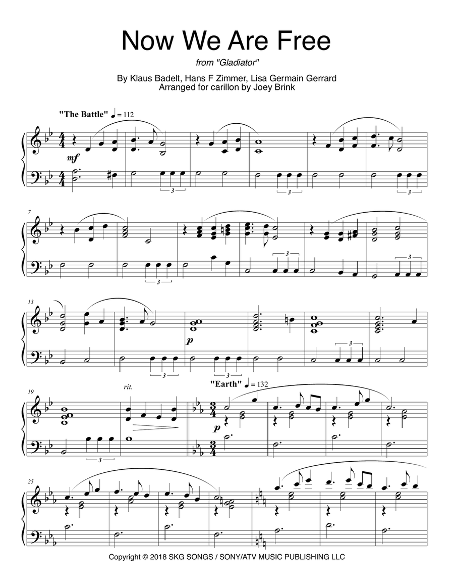Gladiator Main Theme Part scores gallery preview page 1