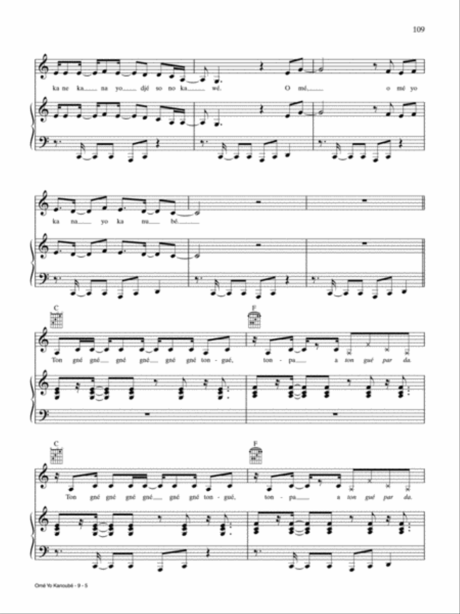 Omé Yo Kanoubé Piano, Vocal, Guitar scores gallery preview page 5