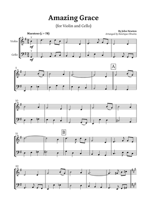 Amazing Grace (Violin and Cello) - Beginner Level