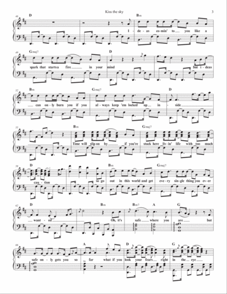 Kiss The Sky Piano Solo scores gallery preview page 3