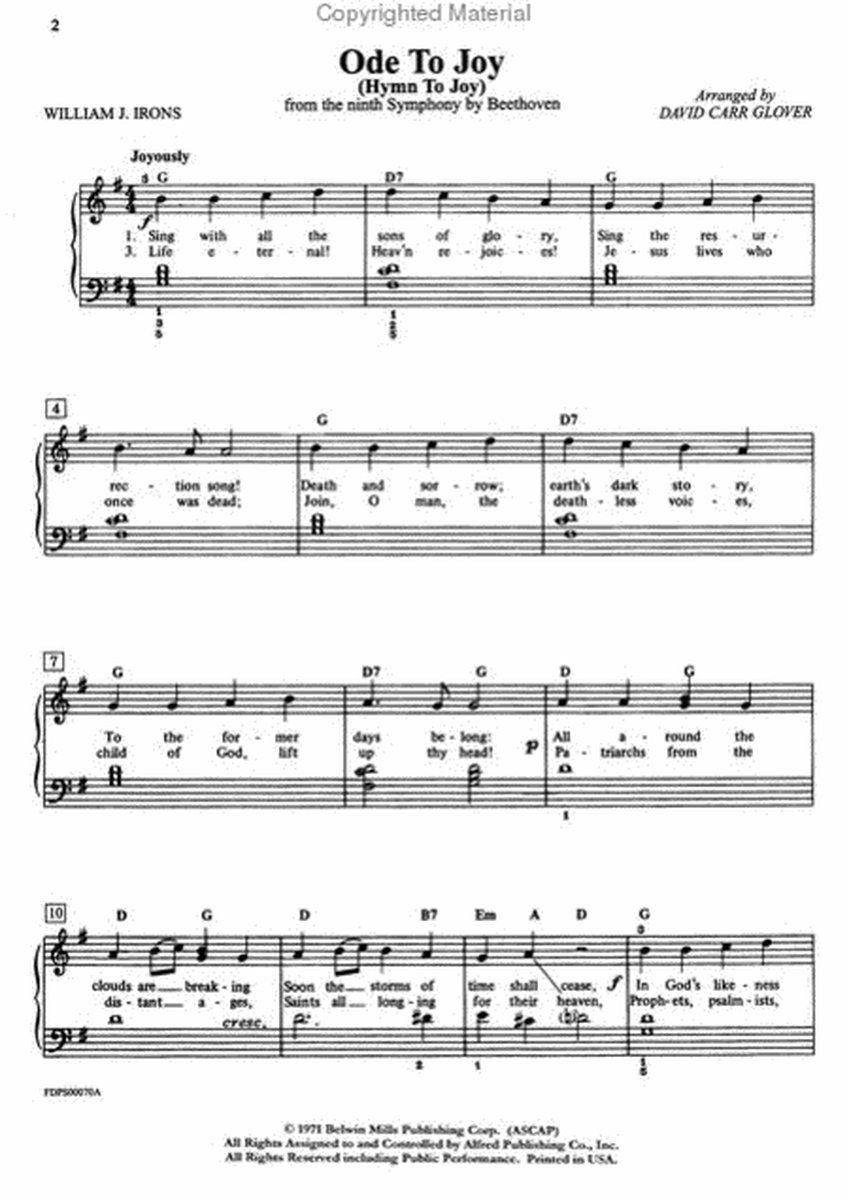 Ode To Joy (Hymn To Joy) - Easy Piano