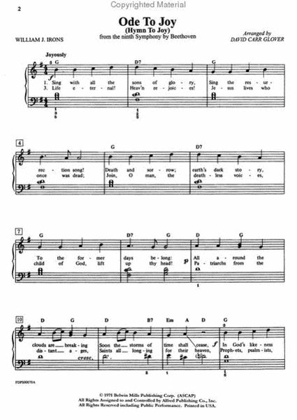 Ode To Joy (Hymn To Joy) - Easy Piano