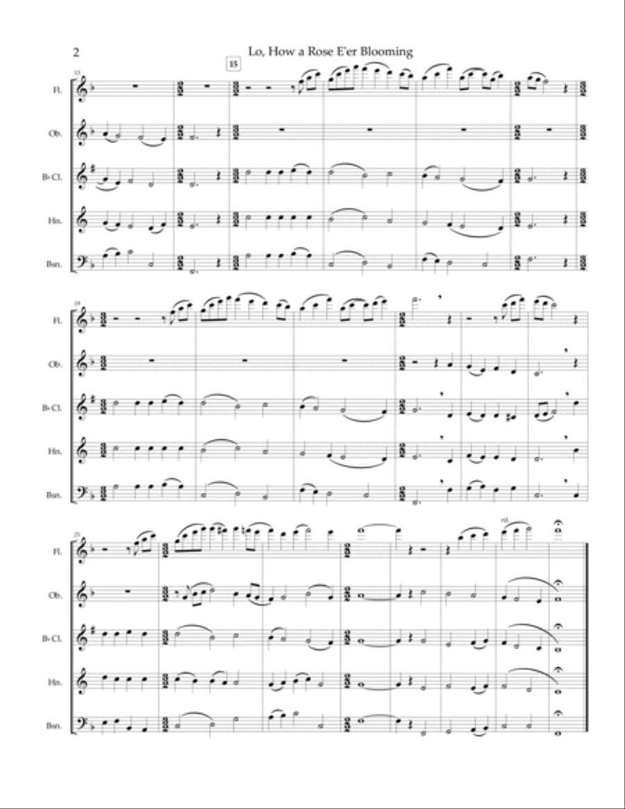 Lo, How a Rose E'er Blooming - woodwind quintet Woodwind Quintet scores gallery preview page 4