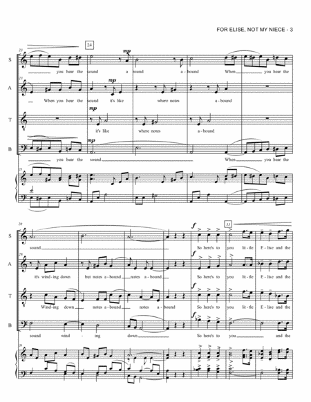 For Elise (Not My Niece) (SATB a cappella) image number null