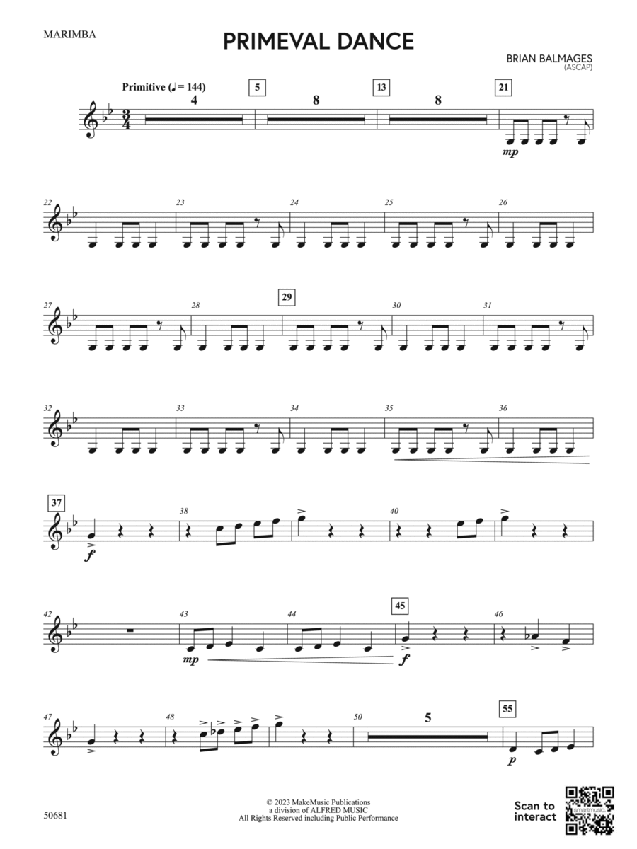 Primeval Dance: Marimba Concert Band scores gallery preview page 1