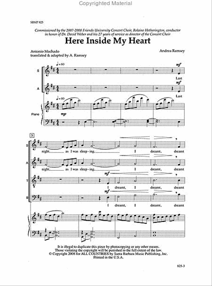 Here Inside My Heart - SATBB Octavo Choir scores gallery preview page 2