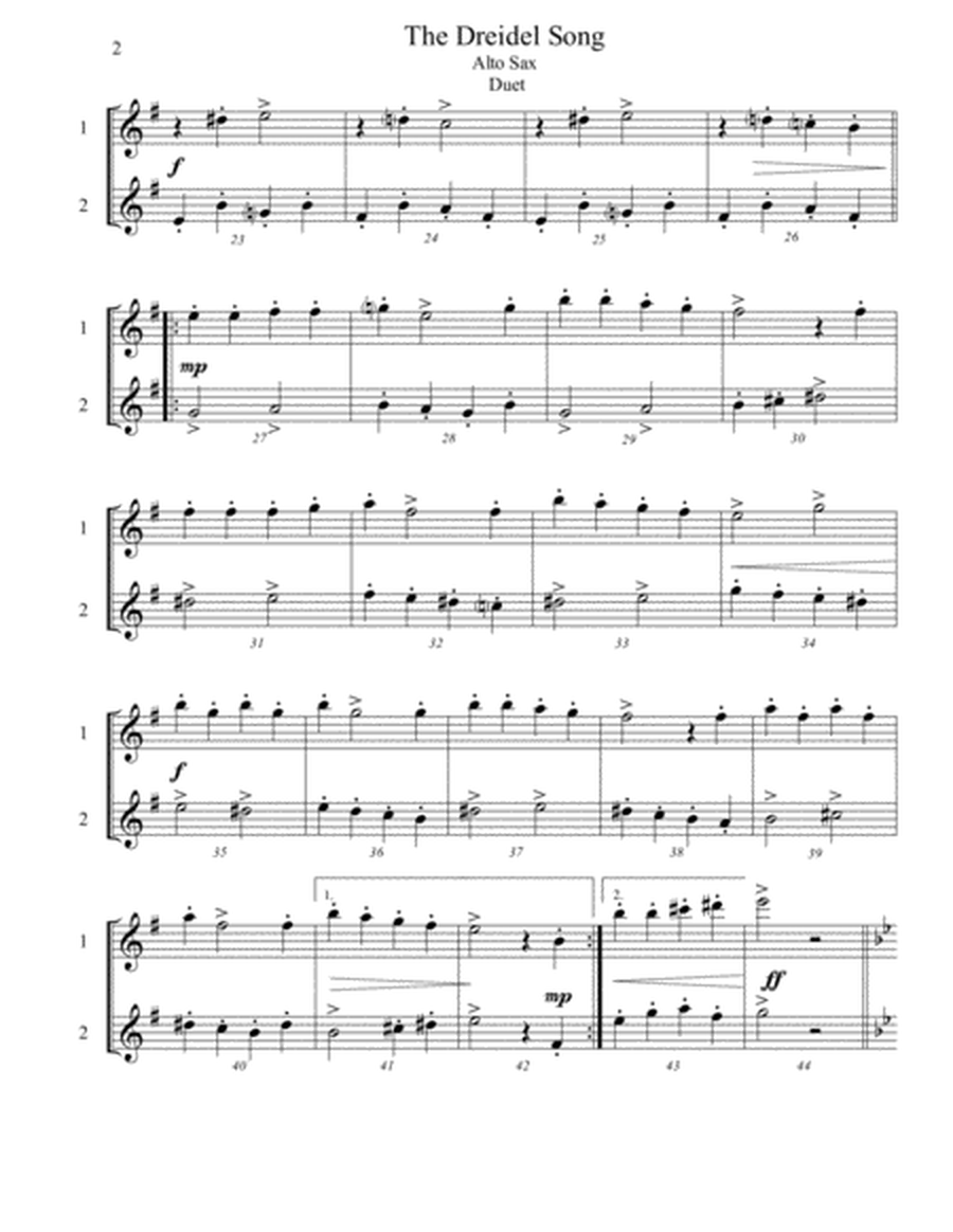 The Dreidel Song - Alto Saxophone Duet - Intermediate image number null