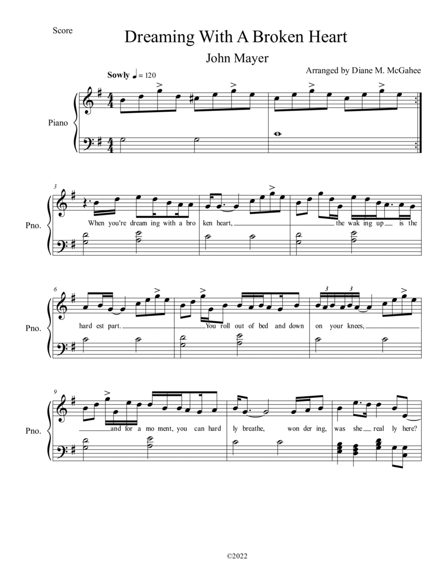 Dreaming With A Broken Heart Voice scores gallery preview page 1