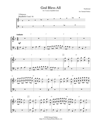 God Bless All - for 3-octave handbell choir (16 handbells)