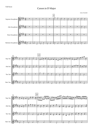 Book cover for Canon in D Major (Johann Pachelbel) for Saxophone Quartet