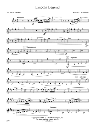 Lincoln Legend: 2nd B-flat Clarinet