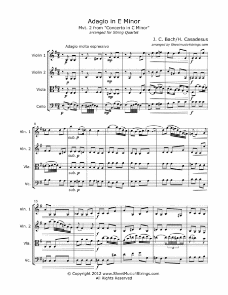 Casadesus, H. - Adagio in E Minor for String Quartet image number null