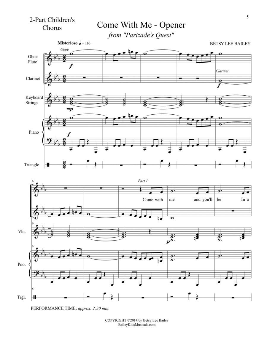 Come with Me - 2-Part Children 2-Part scores gallery preview page 1