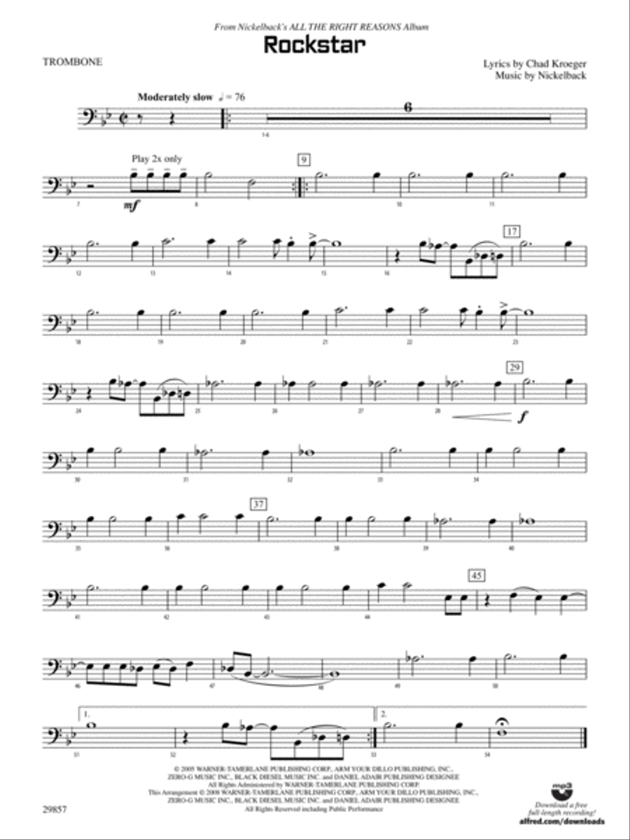 Rockstar: 1st Trombone Rockstar: 1st Trombone Concert Band scores gallery preview page 1