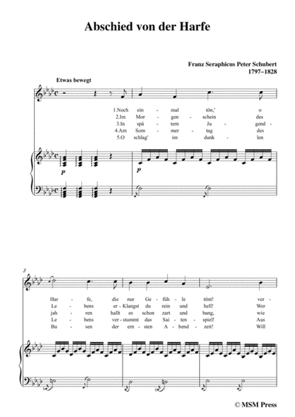 Schubert-Abschied von der Harfe,in f minor,for Voice&Piano image number null