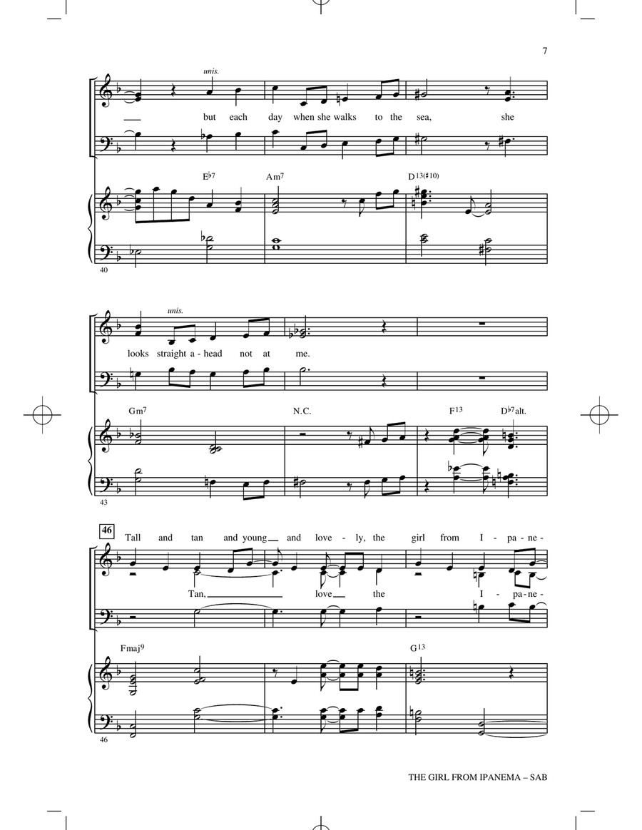 The Girl from Ipanema (Garôta de Ipanema) (arr. Paris Rutherford) 3-Part scores gallery preview page 5