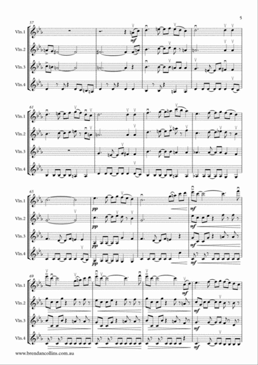 Mugungwha Train for Four Violins String Quartet scores gallery preview page 5