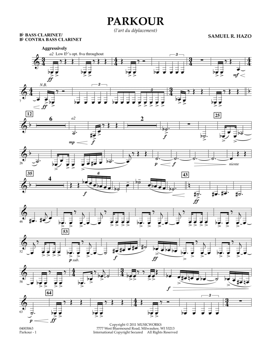 Parkour - Bb Bass Clar. & Contrabass Cl. Concert Band scores gallery preview page 1