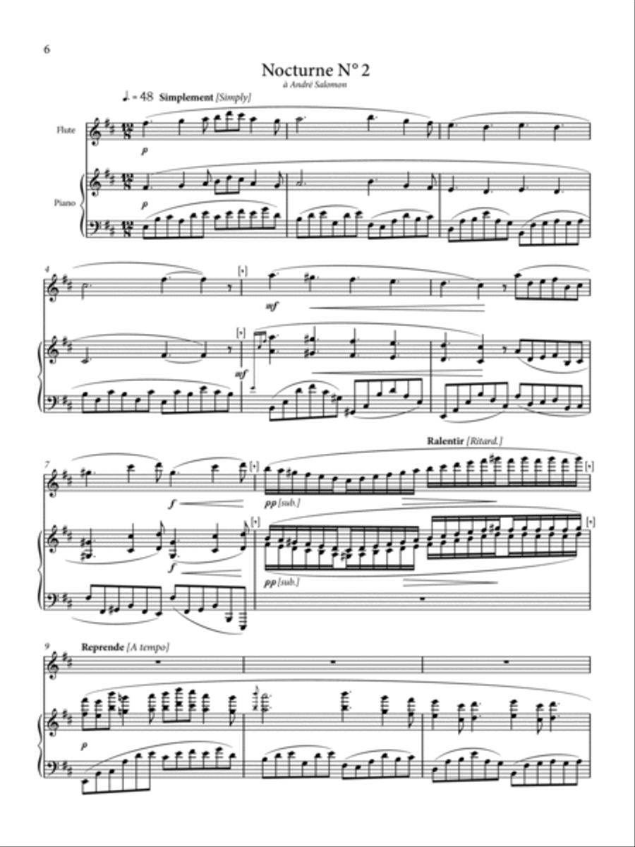 THREE NOCTURNES for Flute and Piano Chamber Music scores gallery preview page 6