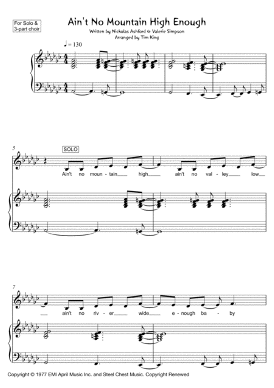Ain't No Mountain High Enough 3-Part scores gallery preview page 1