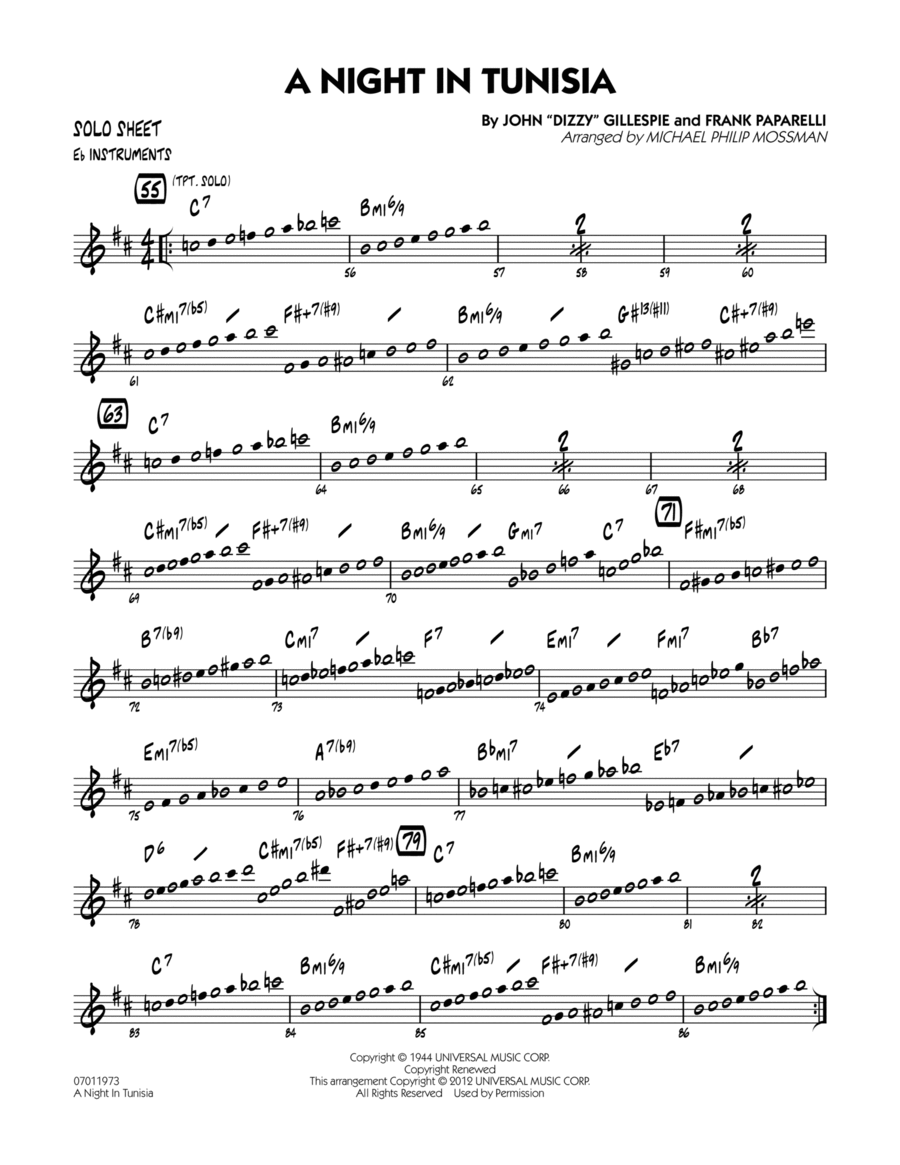 A Night In Tunisia - Eb Solo Sheet Jazz Ensemble scores gallery preview page 1