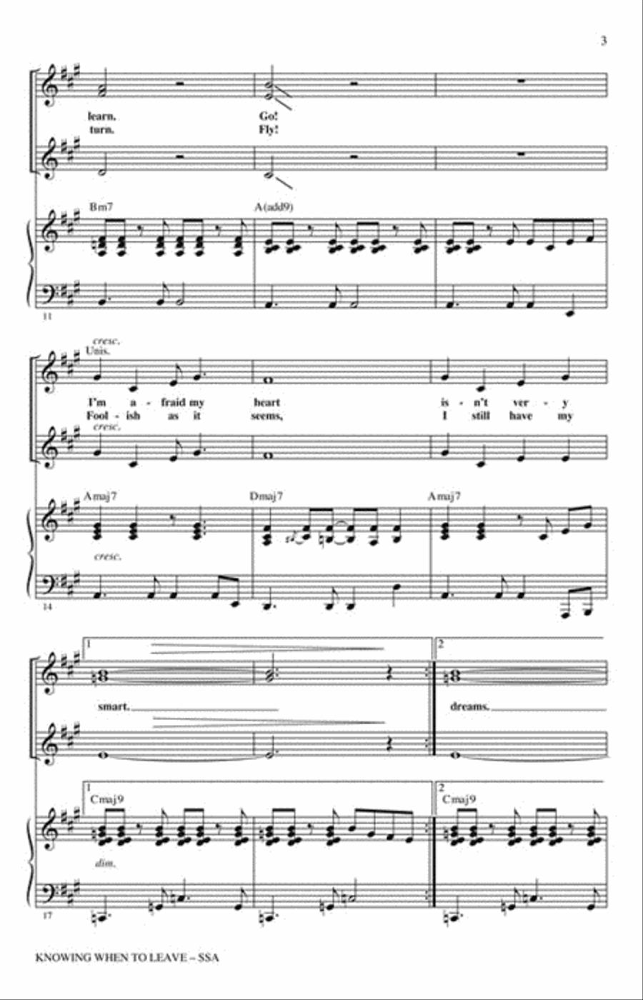 Knowing When to Leave Show Choir scores gallery preview page 3