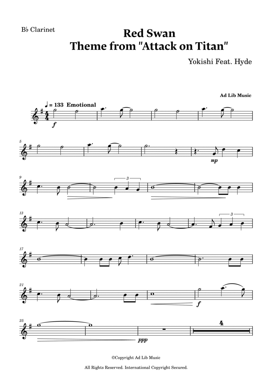 Red Swan B-Flat Clarinet scores gallery preview page 1