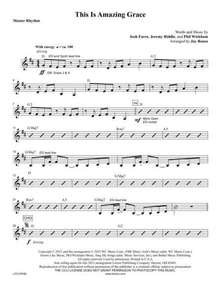 This Is Amazing Grace - Downloadable Master Rhythm Chart