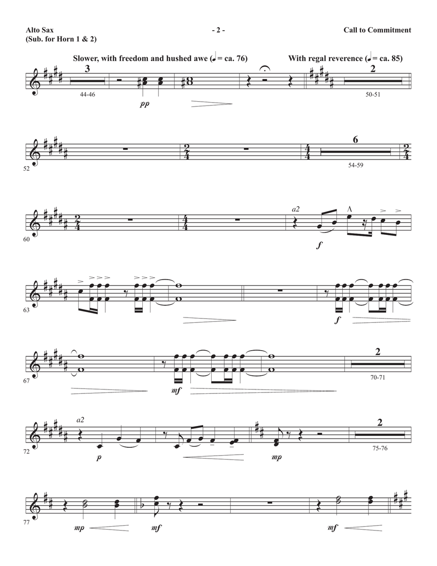 Call To Commitment - Alto Sax 1-2 (sub. Horn 1-2) Choir scores gallery preview page 2