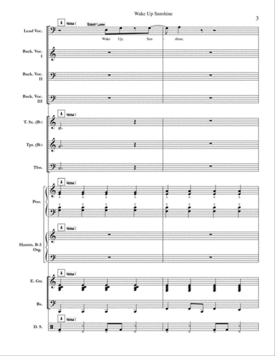 Wake Up Sunshine Small Ensemble scores gallery preview page 3