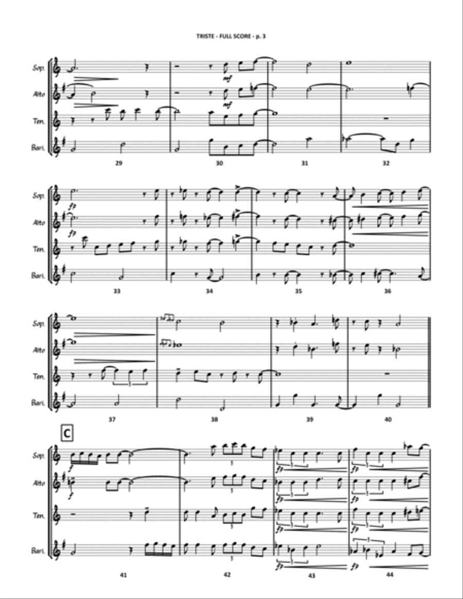 Triste Triste Saxophone Quartet scores gallery preview page 4