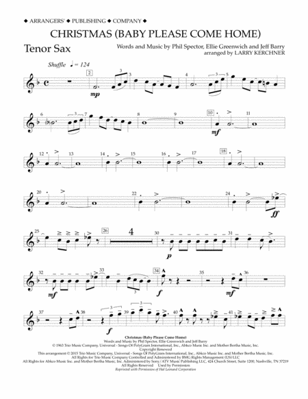 Christmas (Baby Please Come Home) - Bb Tenor Saxophone