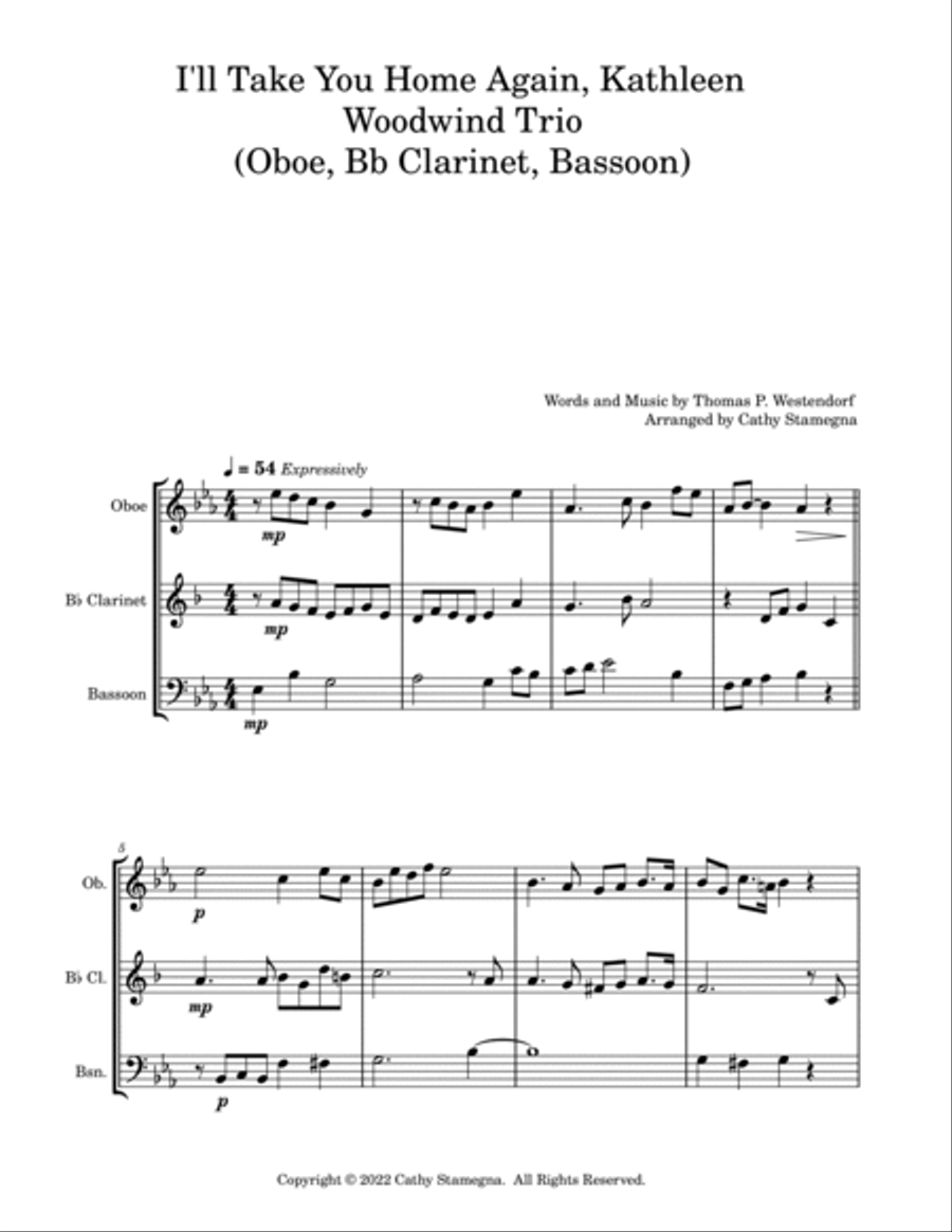 I’ll Take You Home Again, Kathleen (Woodwind Trio: Oboe, Bb Clarinet, Bassoon) Woodwind Trio scores gallery preview page 2