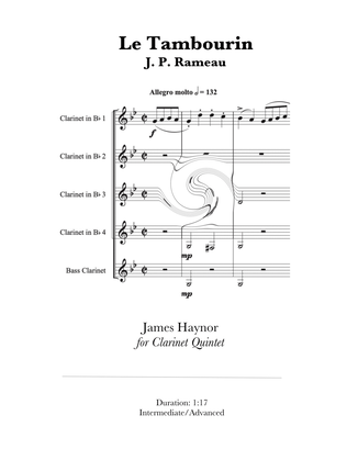 Book cover for Le Tambourin for Clarinet Quintet