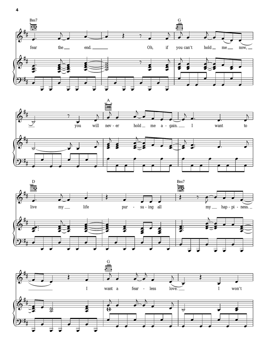 Fearless Love Piano, Vocal, Guitar scores gallery preview page 4