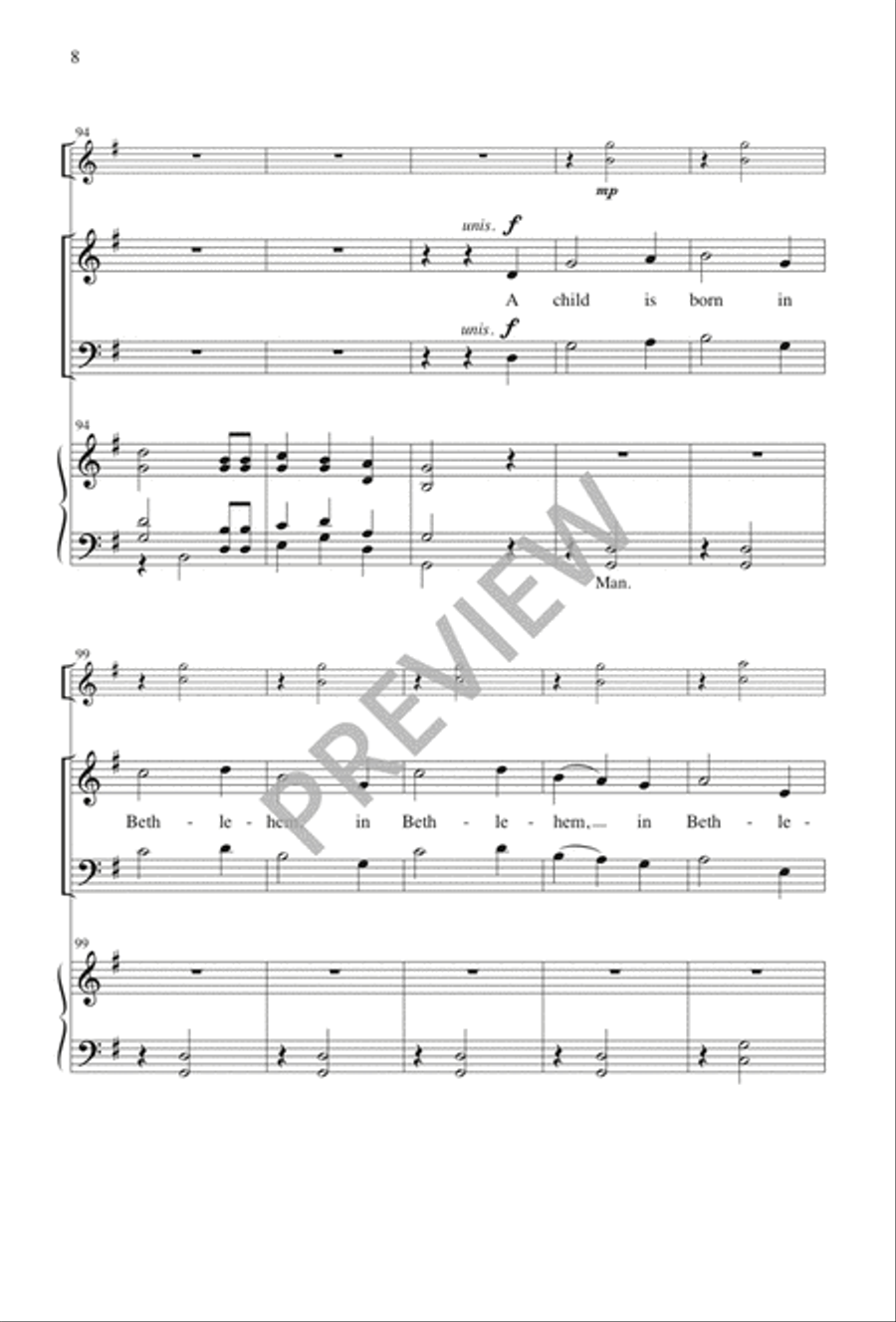A Child Is Born in Bethlehem 4-Part scores gallery preview page 8