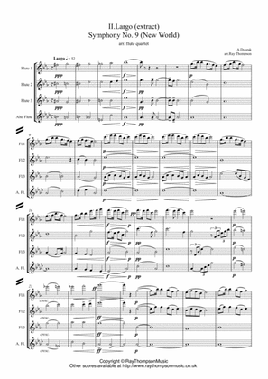 Dvorak: Mvt.II Largo (extract) from Symphony No.9 (New World) Op.95 - flute quartet