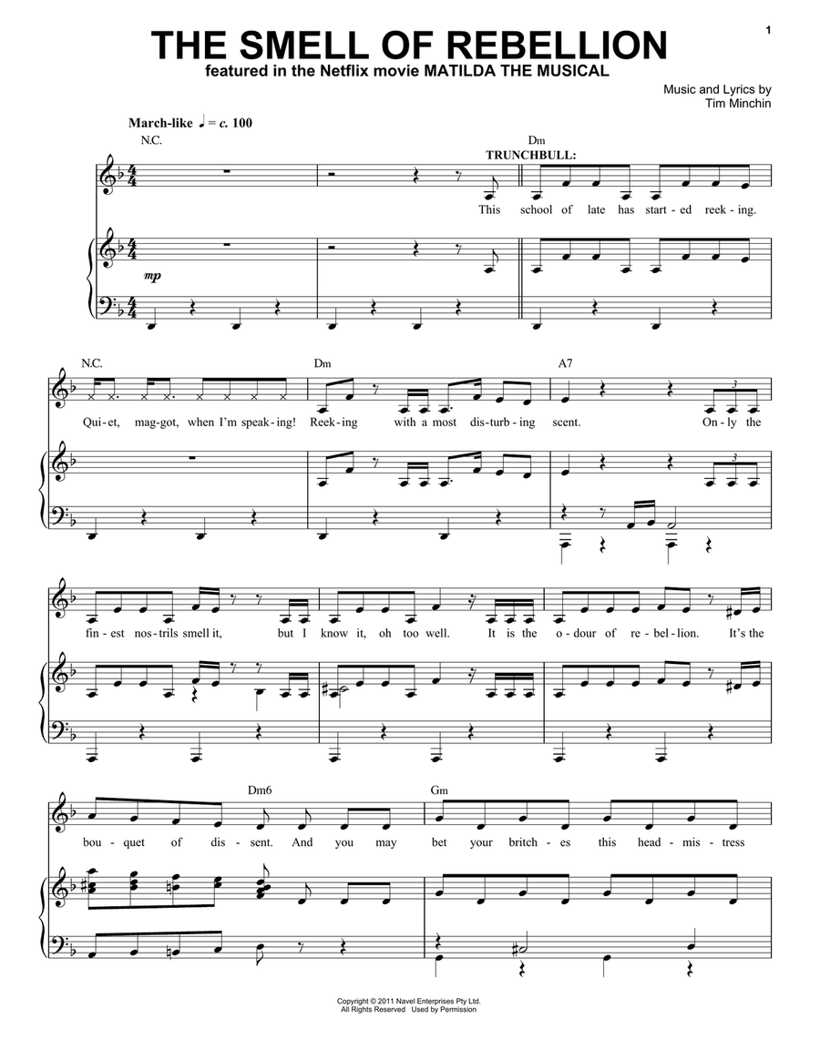 The Smell Of Rebellion (from the Netflix movie Matilda The Musical) Voice scores gallery preview page 1