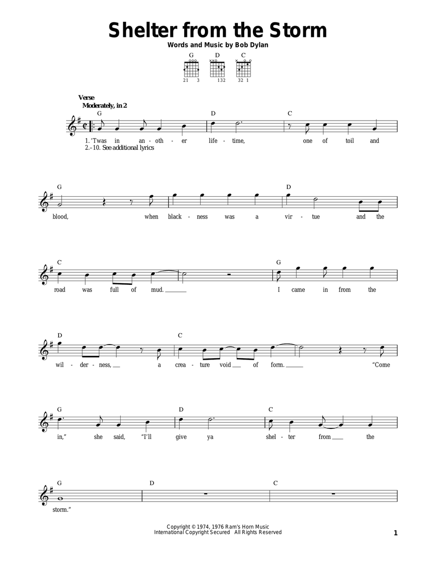 Shelter From The Storm Acoustic Guitar scores gallery preview page 1