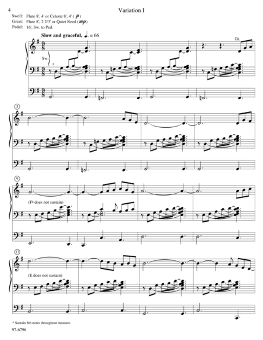Variations on O Waly, Waly Organ scores gallery preview page 3